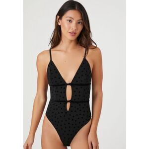 Forever 21 Mesh Heart Print Lingerie Bodysuits sz S